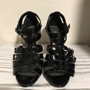 Nicole Black Patent Strappy Heels